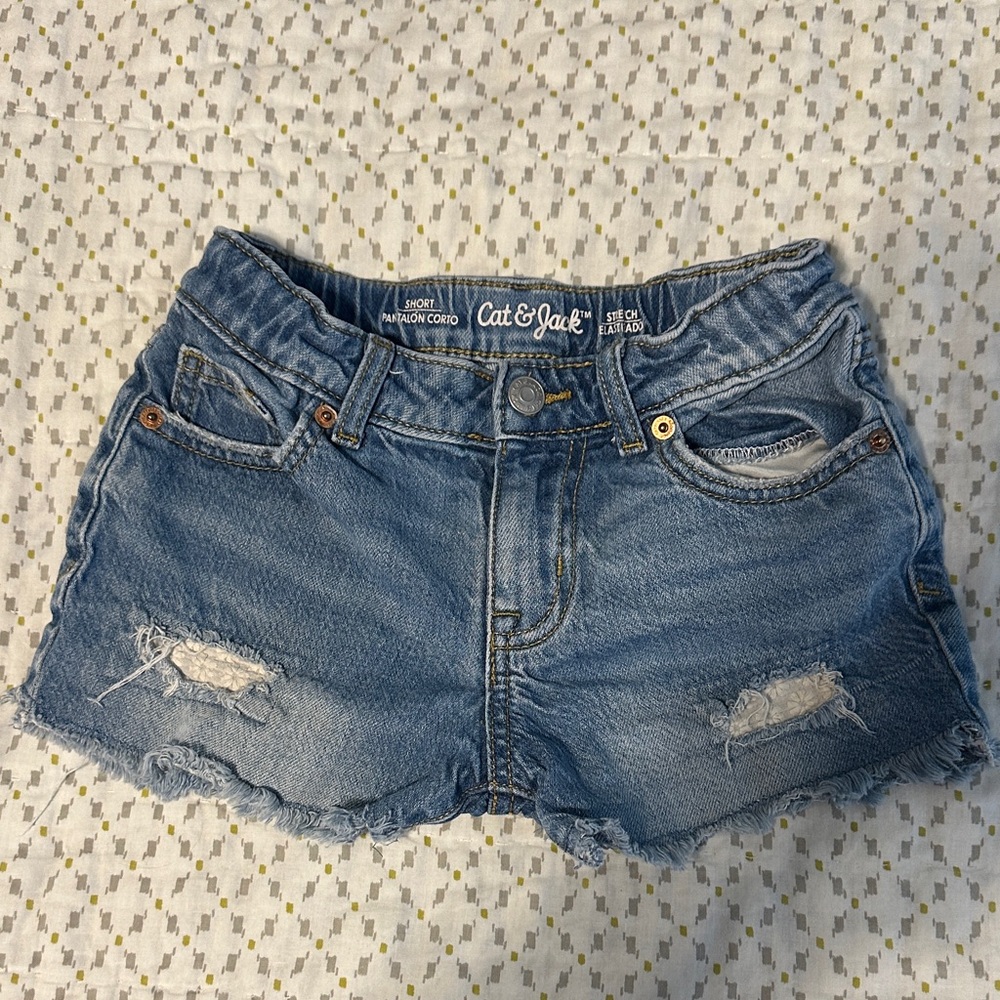 Cat & Jack Light Blue Distressed Denim Shorts